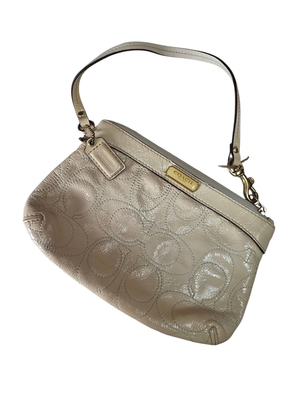 Coach Wristlet Cream Patent Leather